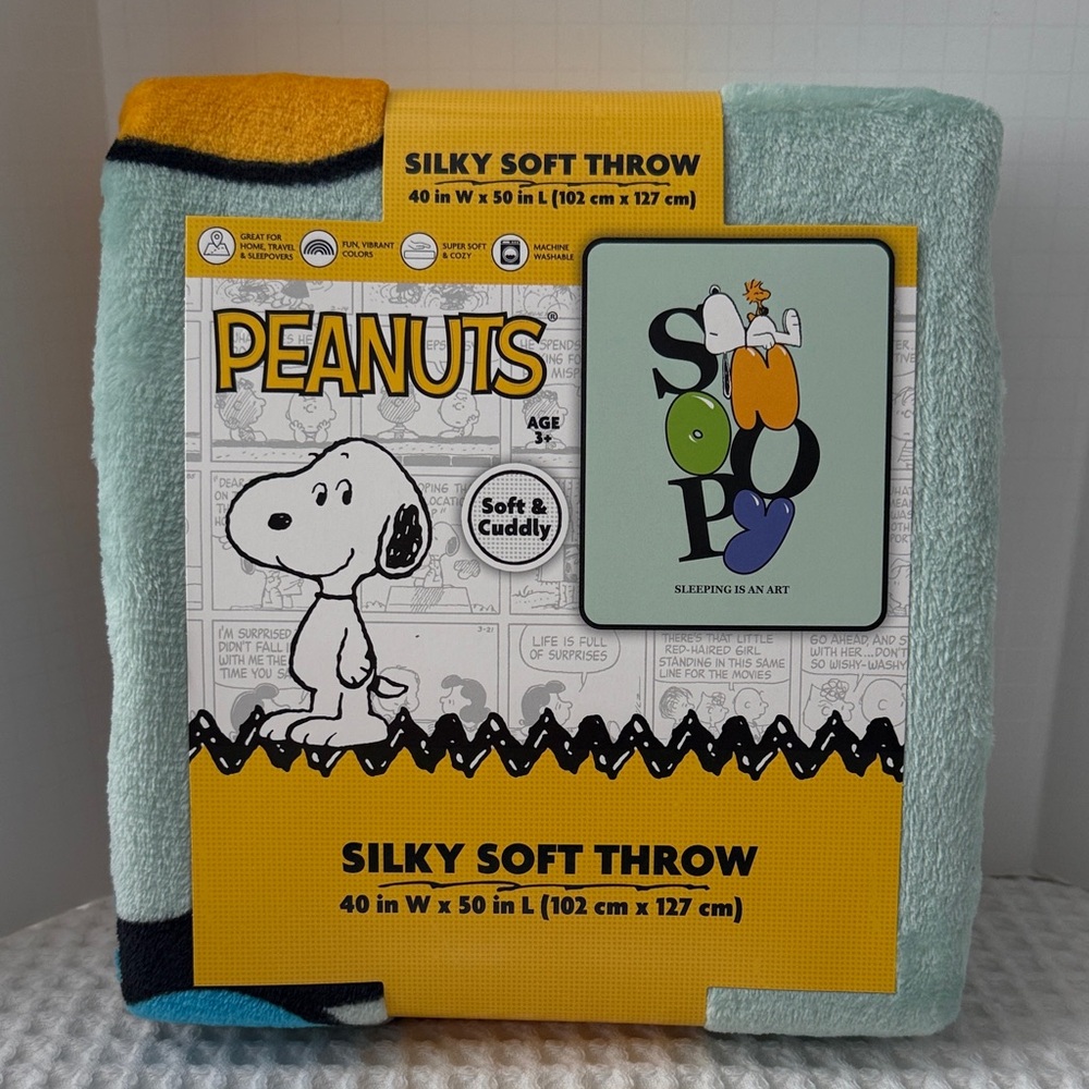 Peanuts Silky Soft Throw - Yellow, Blue, Black, White